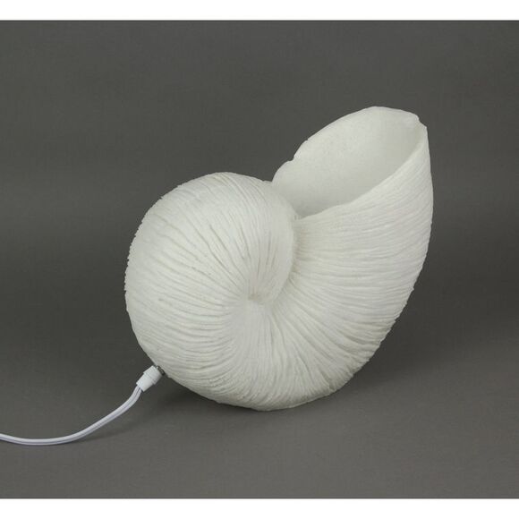 White Sandstone Finish Frilled Nautilus Shell Accent Lamp 10 Inches High - Picture 6 of 6